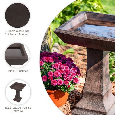 Image showing  23 in. Simply Square Concrete Bird Bath