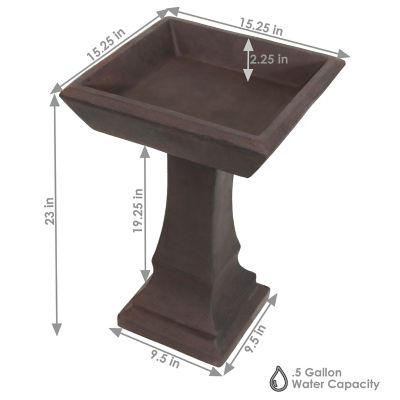 Image showing  23 in. Simply Square Concrete Bird Bath