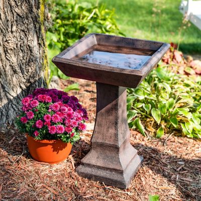Image showing 6 th Sunnydaze Decor 23 in. Simply Square Concrete Bird Bath