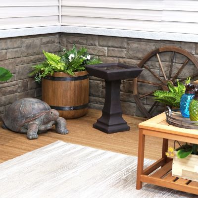 Image showing 7 th Sunnydaze Decor 23 in. Simply Square Concrete Bird Bath