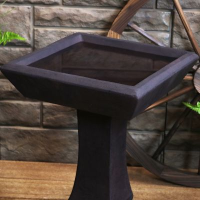 Image showing 8 th Sunnydaze Decor 23 in. Simply Square Concrete Bird Bath