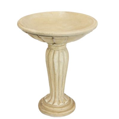 Sunnydaze Decor Outdoor Glass Fiber Reinforced Concrete Patio Garden Grecian Column Style Bird Bath - 20 in. - White