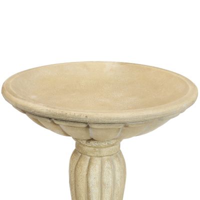 Image showing  20 in. Outdoor Glass Fiber Reinforced Concrete Patio Garden Grecian Column Style Bird Bath, White