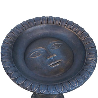 Image showing 6 th Sunnydaze Decor 26 in. Outdoor Glass Fiber Reinforced Concrete Patio Garden Facade du Soleil Bird Bath, Blue