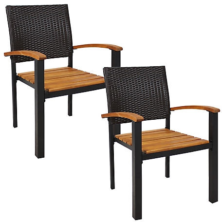 Sunnydaze Decor MALACHI 2 PIECE ACACIA WOOD ARMCHAIRS