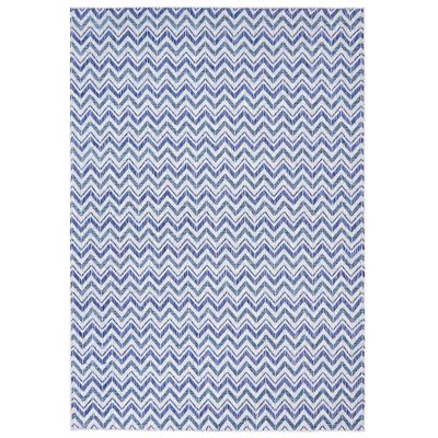 Sunnydaze Decor Chevron Dreams Indoor and Outdoor Patio Area Rug in Blue/Gray - 8 Ft. x 10 Ft.