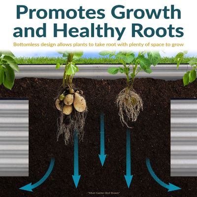 Image showing  Outdoor Galvanized Steel Raised Garden Bed for Plants, Vegetables and Flowers, 59.5 in., L-Shaped, Silver