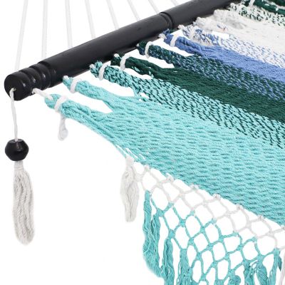 Image showing  Woven Hammock With Wooden Spreader Bars