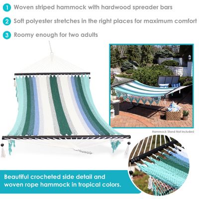 Image showing 6 th Sunnydaze Decor Woven Hammock With Wooden Spreader Bars
