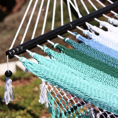 Image showing 8 th Sunnydaze Decor Woven Hammock With Wooden Spreader Bars