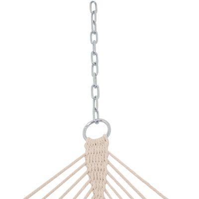 Image showing  2-Person Woven Style Hammock with Crocheted Edges & Wooden Spreader Bars, 600 lb Weight Capacity, Natural