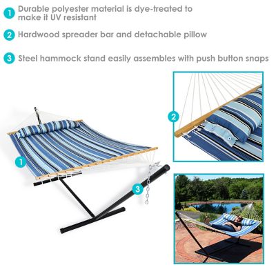 Image showing  12 ft. Quilted Fabric Hammock Bed with Stand