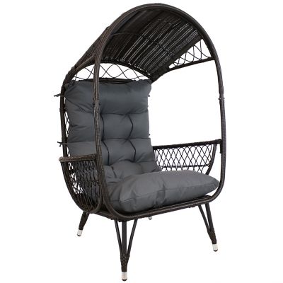 Sunnydaze Decor Shaded Comfort Wicker Outdoor Egg Chair with Legs - 56.5 in. H - Gray