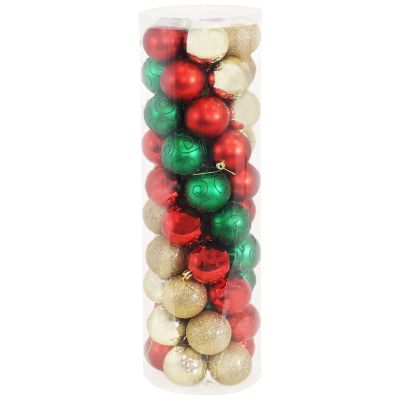 Sunnydaze DecorHolly Jolly Assorted Shatterproof Plastic Christmas Ball Ornament Kit - 50ct