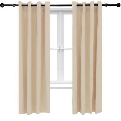 Sunnydaze Decor 2PK Indoor/Outdoor Blackout Curtain Panels with Grommet Top - 52 x 84 in - Beige