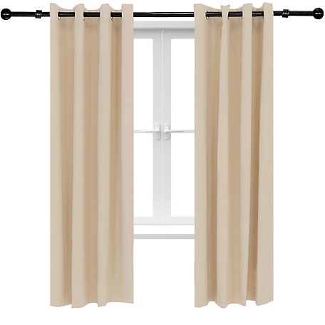 Sunnydaze Decor 2PK Indoor/Outdoor Blackout Curtain Panels with Grommet Top - 52 x 84 in - Beige