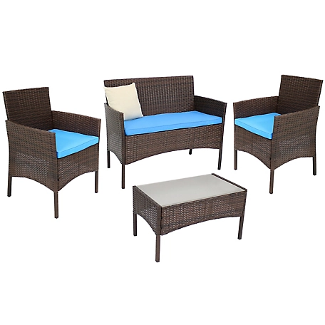 Sunnydaze Decor Outdoor Dunmore Patio Conversation Furniture Set with Loveseat, Chairs, and Table