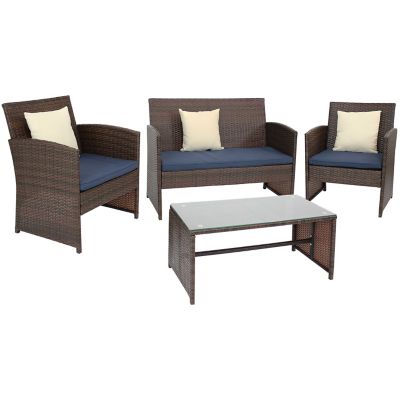 Sunnydaze Decor Outdoor Ardfield Patio Conversation Furniture Set with Loveseat, Chairs, and Table
