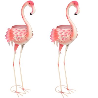 Sunnydaze Decor FLAMINGO METAL OUTDOOR GARDEN STATUE, XCA-406-2PK