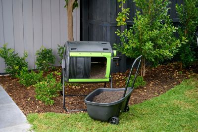 Image showing  48 gal. Geared Two Compartment Compost Tumbler and Cart