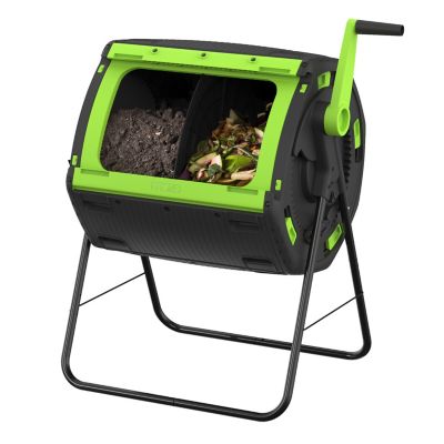 Image showing  48 gal. Geared Two Compartment Compost Tumbler and Cart
