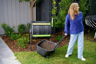 Image showing  48 gal. Geared Two Compartment Compost Tumbler and Cart