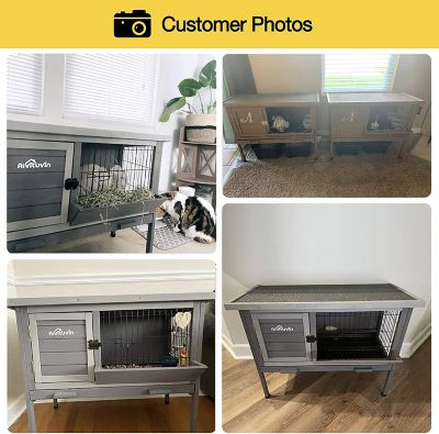 Image showing  1-Story Indoor/Outdoor Rabbit Hutch, Upgrade with Metal Wire Pan, 28 x 36 x 18in.