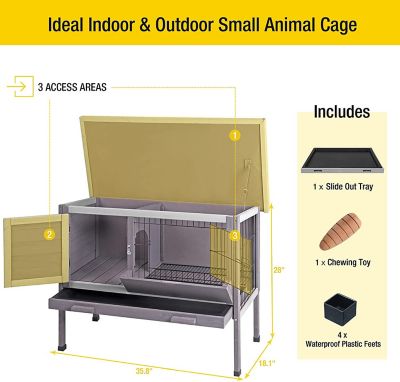 Image showing 5 th Aivituvin 1-Story Indoor/Outdoor Rabbit Hutch, Upgrade with Metal Wire Pan, 28 x 36 x 18in.