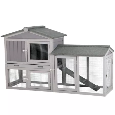 Aivituvin 2-tier indoor/outdoor rabbit hutch easily combines with a second rabbit cage 33 in x 57 in x 21 in. Rabbit Hutches