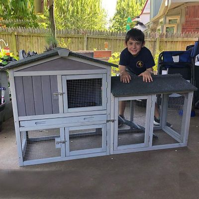 Image showing  2-Story Indoor/Outdoor Rabbit Hutch, Easily Combines with Second Bunny Cage, 33 in. x 57 in. x 21 in.