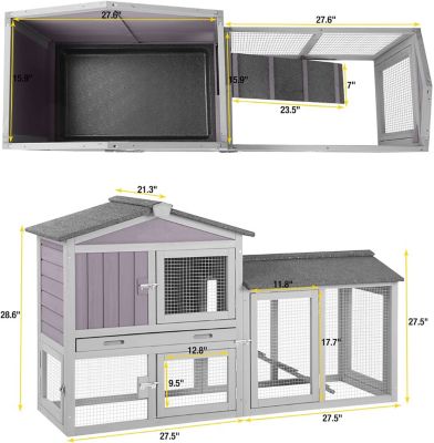 Image showing 5 th Aivituvin 2-Story Indoor/Outdoor Rabbit Hutch, Easily Combines with Second Bunny Cage, 33 x 57 x 21in.