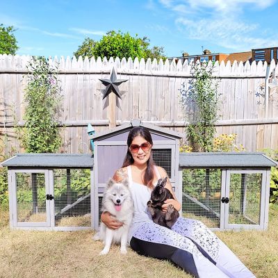 Image showing  2-Story Indoor/Outdoor Rabbit Hutch Chicken Coop, Extra Large, 34 in. x 88 in. x 20.5 in.