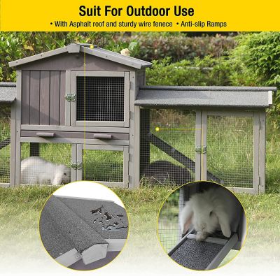 Image showing  2-Story Indoor/Outdoor Rabbit Hutch Chicken Coop, Extra Large, 34 in. x 88 in. x 20.5 in.
