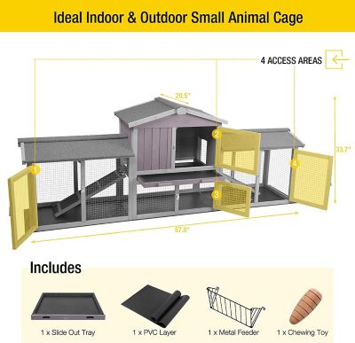 Image showing  2-Story Indoor/Outdoor Rabbit Hutch Chicken Coop, Extra Large, 34 in. x 88 in. x 20.5 in.