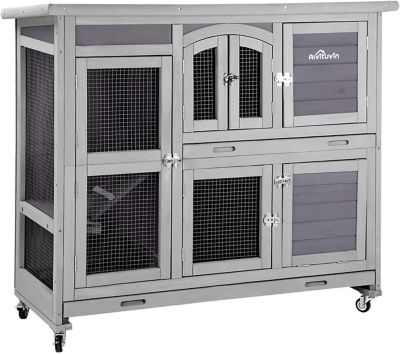 Aivituvin 2-Story Rabbit Hutch on Wheels