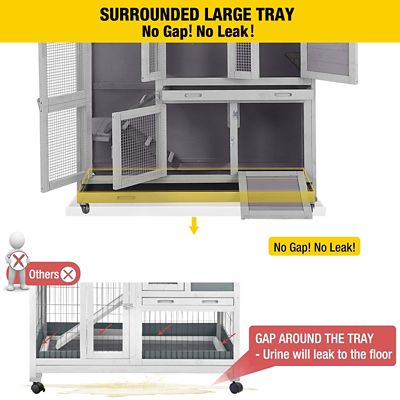 Image showing  2-Story Indoor/Outdoor Rabbit Hutch on Wheels, 42 in. x 47 in. x 20 in.