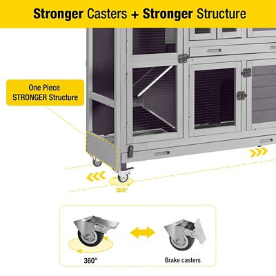 Image showing  2-Story Indoor/Outdoor Rabbit Hutch on Wheels, 42 in. x 47 in. x 20 in.