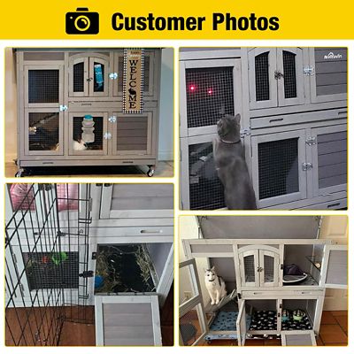 Image showing  2-Story Indoor/Outdoor Rabbit Hutch on Wheels, 42 in. x 47 in. x 20 in.