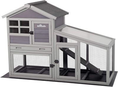 Aivituvin Indoor/Outdoor Rabbit Hutch with Wire Mesh Floor and PVC Layer