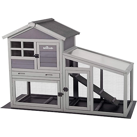 Aivituvin Indoor/Outdoor Rabbit Hutch with Wire Mesh Floor and PVC Layer