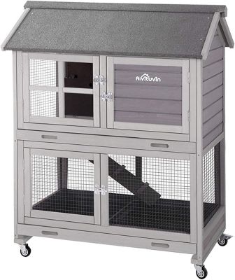 Aivituvin Outdoor Rabbit Hutch Wire Bottom Rabbit Cage, AIR15