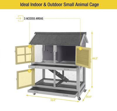 Image showing  2-Story Indoor/Outdoor Wire-Bottom Rabbit Hutch, 44 in. x 39 in. x 26 in.