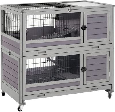 Aivituvin 2-Story Indoor/Outdoor Rabbit Hutch Bunny Cage, 39 in. x 38 in. x 25 in., AIR18