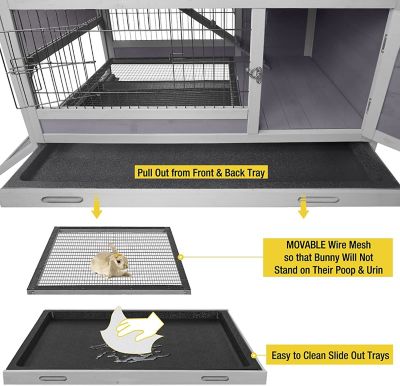 Image showing  2-Story Indoor/Outdoor Rabbit Hutch Bunny Cage, 39 x 38 x 25in., AIR18