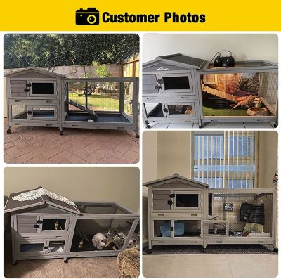 Image showing  2-Story Indoor/Outdoor Rabbit Hutch Bunny Cage, 33.5 x 61 x 22.6in.