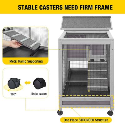 Image showing  2-Story Indoor/Outdoor Rabbit Hutch Bunny Cage, 33.5 x 61 x 22.6in.