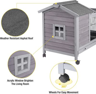 Image showing  1-Story Indoor/Outdoor Rabbit Hutch Bunny Cage, 28 in. x 40 in. x 24 in.