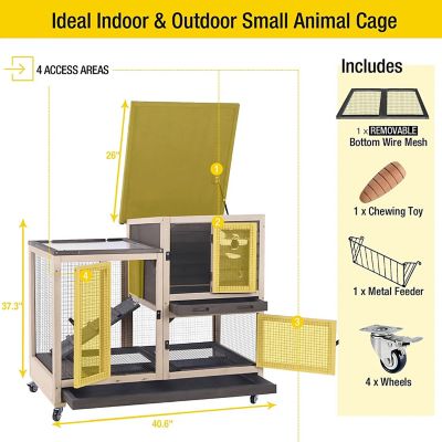 Image showing 5 th Aivituvin 2-Story Indoor/Outdoor Bunny Hutch, 34 x 41 x 26in., AIR35