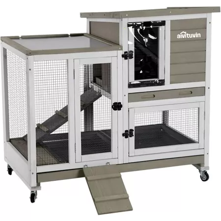 Aivituvin 2-Tier Indoor/Outdoor Rabbit Hutch 34 in x 41 in x 26 in AIR36 Rabbit Hutches