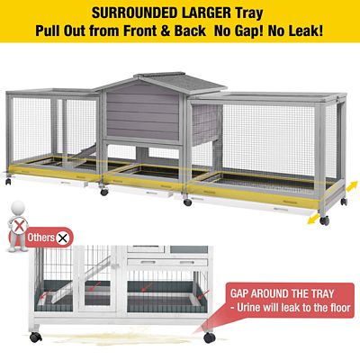 Image showing  2-Story Indoor/Outdoor Easy-Moving Bunny Hutch, Large, 33.5 in. x 94 in. x 16.7 in.